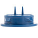 A blue plastic cap with two pointy spikes.