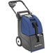 A blue and grey Powr-Flite carpet extractor with a black handle.