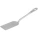 A silver stainless steel spatula with a handle.