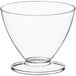 A clear plastic dessert cup with a base.