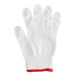 A white Choice Level A6 cut-resistant glove with a red band.