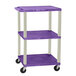 Luxor WT1642PE Purple Tuffy Open Shelf A/V Cart 18" x 24" with 3 Shelves - Adjustable Height Main Thumbnail 1