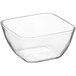 A clear square Choice plastic mini bowl with a lid.