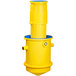 A yellow cylinder with a blue top.