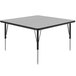 A square Correll activity table with black legs and a gray top.