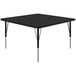 A black square Correll activity table with silver legs.