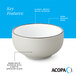 A gray matte stoneware bowl with a glossy white interior, dark banded edge, and speckled glaze.