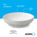A gray matte stoneware pasta bowl with a glossy white interior and a dark banded edge.