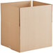 A close-up of a Lavex cardboard shipping box with a cut-out top.