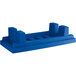 A blue plastic MasonWays dunnage rack with slotted top.