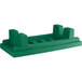A green plastic MasonWays dunnage rack with a slotted top.