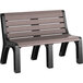 A brown plastic MasonWays Malibu-style bench with wood slats and black legs.