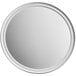 A white round aluminum tray with a silver rim.
