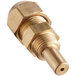 A gold metal Avantco natural gas nozzle with a nut.
