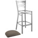 Lancaster Table & Seating Clear Coat Finish Cross Back Bar Stool with 2 1/2" Taupe Vinyl Padded Seat Main Thumbnail 5