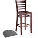 Lancaster Table & Seating Mahogany Finish Wooden Ladder Back Bar Height Chair with Dark Gray Padded Seat Main Thumbnail 5