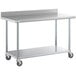 Regency 30" x 60" 18-Gauge 304 Stainless Steel Commercial Work Table with 4" Backsplash, Galvanized Legs, Undershelf, and Casters Main Thumbnail 3