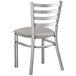Lancaster Table & Seating Clear Coat Finish Ladder Back Chair with 2 1/2" Light Gray Vinyl Padded Seat Main Thumbnail 4