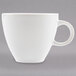 An Arcoroc white espresso cup with a handle.