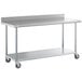 Regency 30" x 72" 18-Gauge 304 Stainless Steel Commercial Work Table with 4" Backsplash, Galvanized Legs, Undershelf, and Casters Main Thumbnail 3