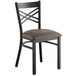 Lancaster Table & Seating Black Finish Cross Back Chair with 2 1/2" Taupe Vinyl Padded Seat Main Thumbnail 3