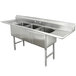Advance Tabco FC-3-1824-24RL Three Compartment Stainless Steel Commercial Sink with Two Drainboards - 102" Main Thumbnail 1