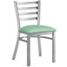 Lancaster Table & Seating Clear Coat Finish Ladder Back Chair with 2 1/2" Seafoam Vinyl Padded Seat Main Thumbnail 3