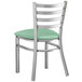 Lancaster Table & Seating Clear Coat Finish Ladder Back Chair with 2 1/2" Seafoam Vinyl Padded Seat Main Thumbnail 4