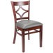 Lancaster Table & Seating Mahogany Finish Wooden Diamond Back Chair with Light Gray Padded Seat Main Thumbnail 3