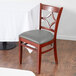 Lancaster Table & Seating Mahogany Finish Wooden Diamond Back Chair with Light Gray Padded Seat Main Thumbnail 1