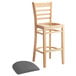 Lancaster Table & Seating Natural Finish Wooden Ladder Back Bar Height Chair with Dark Gray Padded Seat Main Thumbnail 5