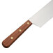 A Dexter-Russell cheese knife with a wooden handle.