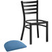 Lancaster Table & Seating Black Finish Ladder Back Chair with 2 1/2" Blue Vinyl Padded Seat Main Thumbnail 5