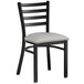 Lancaster Table & Seating Black Finish Ladder Back Chair with 2 1/2" Light Gray Vinyl Padded Seat Main Thumbnail 3