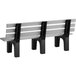 The back of a gray MasonWays Dura-Bench with black legs.