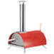 A red and silver WPPO Le Peppe outdoor pizza oven.