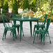 Lancaster Table & Seating Alloy Series 36" x 36" Emerald Dining Height Outdoor Table with 4 Industrial Cafe Chairs Main Thumbnail 1