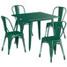 Lancaster Table & Seating Alloy Series 36" x 36" Emerald Dining Height Outdoor Table with 4 Industrial Cafe Chairs Main Thumbnail 3