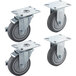 A set of four Bonar Plastics casters with gray rubber wheels.