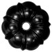 A black metal Chicago Metallic fluted Bundt cake pan with a hole in the middle.