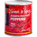 A #10 can of Peppadew Diced Sweet Piquante Peppers on a white background.