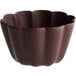 A dark chocolate cup with a handle.