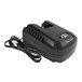 A black battery charger with a cord for a Sun Joe 24V string trimmer.