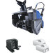 A Snow Joe cordless snow blower with batteries and charger.