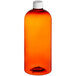 A Boston Round amber plastic bottle with a white foam liner cap.