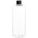 A clear plastic Cylinder 32 oz. bottle with a black cap.