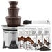 A white package with brown text containing a Sephra Elite chocolate fountain with dark Belgian chocolate.