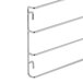 A Main Street Equipment metal rack holder with three shelves and four hooks.