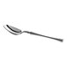 An Acopa Hepburn stainless steel tablespoon with a long handle.