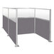A gray Versare Hush panel cubicle with glass panels.